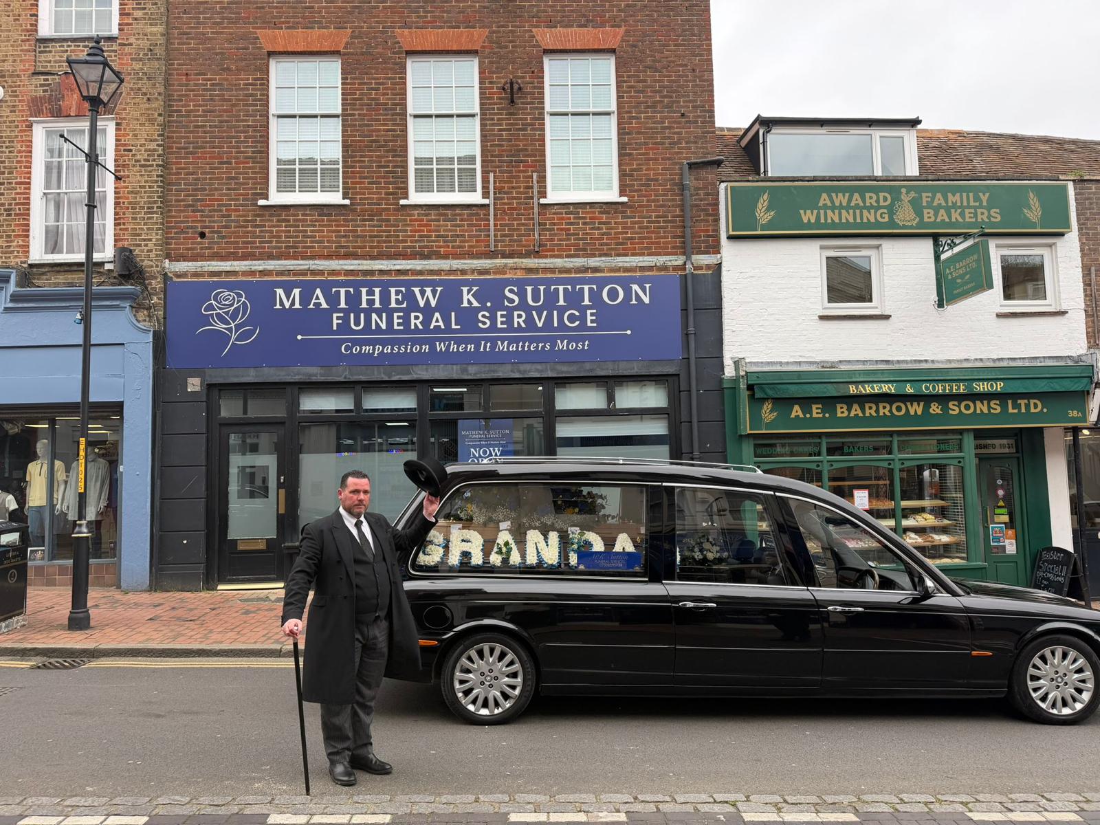 Funeral cortege led by Mathew K Sutton Funeral Service in Sittingbourne